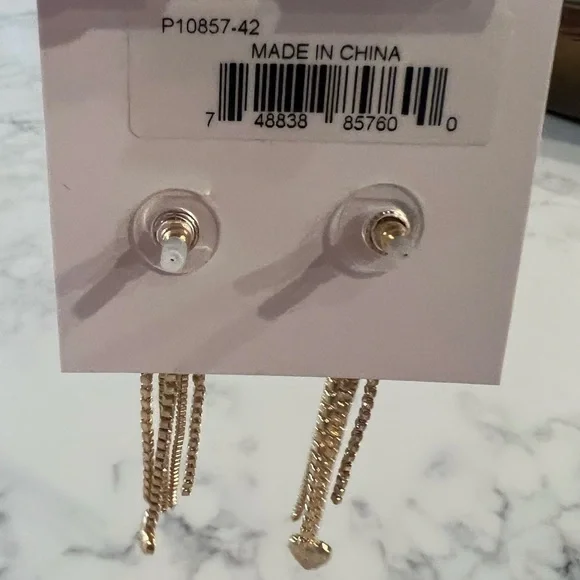 NEW JUICY COUTURE HEART JEWELED DANGLE EARRINGS NWT - Picture 3 of 4